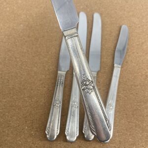 (5) Wm Rogers MEMORY Hiawatha Intl Silverplate Flatware 1937 Dinner Knife Grille